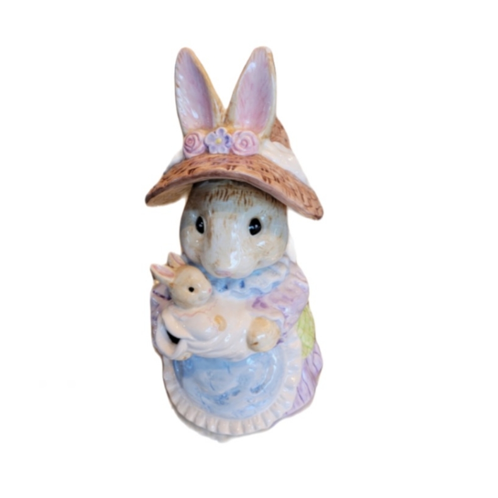 Fitz and Floyd Bunny Hollow Tea Pot With Lid Rabbits Garden Hand-Painted